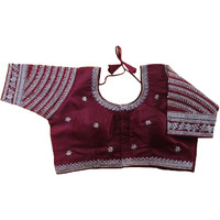 Vihu Fashion Women's Blouse Readymade Blouse Embroidery Multi Coding Gold Thread Indian Ethnic Designer Stitched Women's Readymade Maroon Color Saree Blouse For Women For Saree Lehenga Choli
