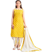 Aarika Girls Ethnic Wear Yellow-Cream Colour Printed Silk Dhoti Kurta Set-8-15 Years (Dh-Tr-K-941)