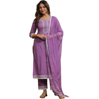 Fabnex Kurta Set For Women | Women Embroidered Kurta Set | Women Kurta Sets Kurtis | Women Kurta Pant Set (K-97-98) (Purple, L)