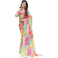 Glory Sarees Womens Georgette Sequence Digital Print Saree With Blouse Piece (Cocktail111_Multicolor)