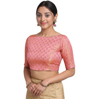 Oomph! Woven Art Silk Regular Saree Blouse (Group 41_Blush Pink_S)