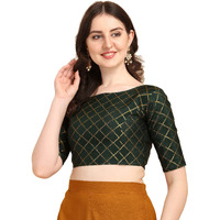 Oomph! Jacquard Green Readymade Blouse For Women - Rbbl72S