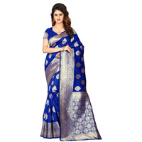 Sugathari Women's Banarasi Saree Pure Kanjivaram Silk Saree Soft New Ladies 2023 Design Wear Pattu Sarees Latest Cotton Party Sari Collections With Blouse Piece For Wedding Sadi (Pari 6 R Blue)