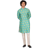 Lookmark Men's Cotton Blend Printed Long Kurta Suitable For All Indian Wedding, Occasions, And Festivals (Az-Lm-Og-Kurta 28-Xxl) Rama