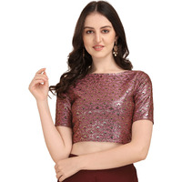 Oomph! Women's Indian Ethnic Wear Designer Zari Work Boat Neck Half Sleeve Onion Pink Color Blouse For Saree Or Lehnga And Palazzos Or Skirts For A Fusion Twist.