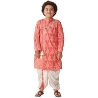 Pspeaches Boys Ethnic Motifs Printed Angrakha Kurta With Dhoti Pants (14-15Years)