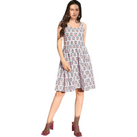 Purvaja Womens Ruched Knee Length Dress (Wini-019-Zinnia_Grey_Medium)