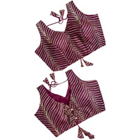 Pujia Mills Women's Fancy Sleeveless Wine Saree Blouse(Om Wine)