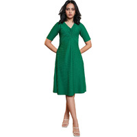Purvaja Womens A-Line Midi Length Dress (Nisi-044-Forest_Green_Xx-Large)
