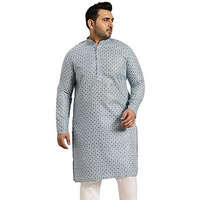 Sojanya Plus (Since 1958) Men's Cotton Linen Blue Foil Printed Only Long Kurta