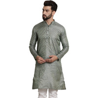 Sojanya (Since 1958 Men's Silk Blend Teal Green Color Self Design Only Long Kurta