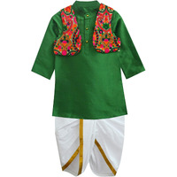 A.T.U.N. Boys' Regular Fit Dhoti (Bkls Lkm Grn_Green-White_2-3 Years)