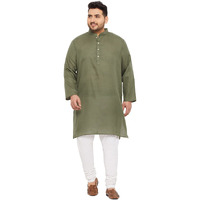 Bigbanana Plus Size Men's Regular Fit Kurta (Ullas-Olive,Olive,4Xl)