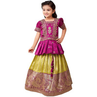 Aarika Girls Ethnic Wear Purple Colour Zari Thread Embroidery Silk Lehenga Choli Set (3-11 Years)