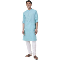 Fabindia Men's Cotton Woven Comfort Kurta (1028841Aqua_Aqua