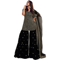 Fashion Basket Georgette Embroidered Kurta Set For Women Black