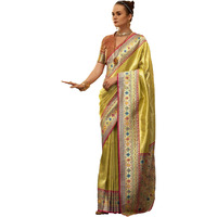 Pujia Mills Designer Tissue Silk Saree With Zari Weaving Border, Traditional (Yellow)