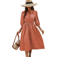 Shienzy Women's Cotton Blend Classic Knee-Length Casual Dress (1665_Org_Xl_Orange