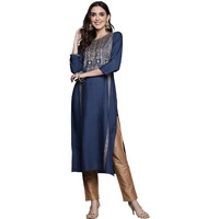 Varanga Women's Rayon Regular Kurta Set (Vkur309_Navy