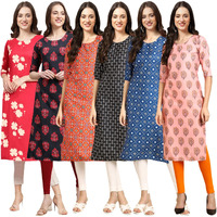 Pinkmint Women's Crepe Digital Print Straight Kurta(Pack Of 6)[Qv-380-345-365-362-353-368-Xxl]