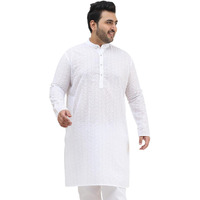 Sojanya Plus(Since 1958) Men's 100% Cotton White Chikankari Kurta