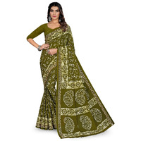 Tamaira Fashion Women's Plain Weave Pure Cotton Saree Without Blouse Piece(2476_Mehendi)