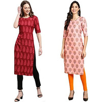 Pinkmint Women's Crepe Digital Print Straight Kurta (D-337-368_Xl)
