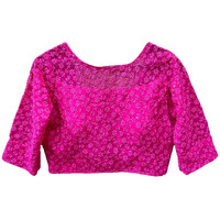 Vihu Fashion Womens Readymade Fancy Sifli Work Half Sleeve Saree Blouse.(Sifli Flower Dark Pink_38)