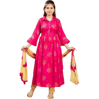 Aarika Girls Red-Rani Colour Printed Cotton Kurti (Kurti-K-711-Red-32)