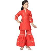 Aarika Girl's Cotton Salwar And Kurta Set (Sh-216_Gajri_24)
