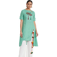 Dhruvi Trendz Women's Slubrayon A-Line Casual Wear Kurtis (Dt-K2283- Turquoise_Xxl)