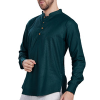 Divisive Men's Cotton Relaxed Fit Short Kurta (Dkrt841_S_Green)