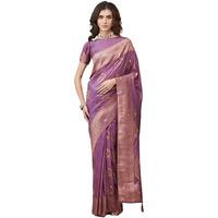 Satrani Women's Silk Banarasi Jacquard Saree With Unstitched Blouse Piece (4116S6535N_Mauve)