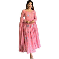 Fashion Basket Havy Georgette Embroidered Anarkali Dress For Women Pink