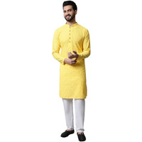 Jompers Men's Embroiderd Kurta Pyjama Sets (Lemon, Xl)