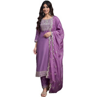 Alvami Women's Silk Solid Straight Kurta Set (Gulnaz_Pink