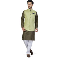 Be Active Men's Linen Regular Fit Kurta Payjama (Rf-Set_Green_M)