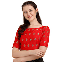 Oomph! Women's Art Silk Geometric Half Sleeve Blouse (Rbbl108M_Scarlet Red_M)