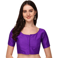 Pujia Mills Women's Silk Puff Sleeve Readymade Saree Blouse (Puffy_Purple_38)
