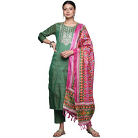 Varanga Women's Silk Regular Kurta Set (Nv_Vskd31190_Vardup1197_Green