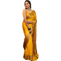 Sugathari Women's Banarasi Saree Pure Kanjivaram Silk Saree Soft New Ladies 2025 Design Wear Pattu Sarees Latest Sadi Party Sari Collections With Blouse Piece (San Pari-225-Gold)