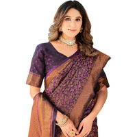 Glory Sarees Women's Pure Kanjivaram Soft Banarasi Original Satin Silk Saree Elegantly Crafted Graceful Wedding Design With Blouse Piece (Satin Silk103_Wine)