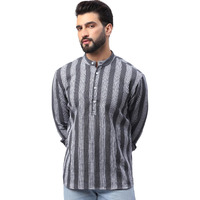 Jompers Grey Woven Design Cotton Short Kurta For Men. (Grey, Xxl)