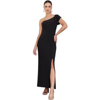 Miss Chase Women's One Shoulder Sleeveless Ruffled Maxi Dress (Mcaw17D10-37-62-03, Black, S)