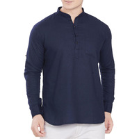 Divisive Men's Pure Cotton Relaxed Fit Short Kurta (Dkrt261_M_Navy Blue)