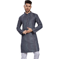 Divisive Men's Thread Embroidered Cotton Blend Only Slim Fit Kurta (Dkrt777_Xl_Grey)