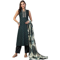 Stylum Women's Khari Printed & Embroidered Rayon A-Line Kurta Dupatta Set (Kdtealwilliam44_Teal, Xxl)
