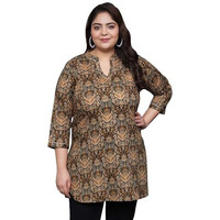 Tissu Women's Plus Size Brown Ethnic Motifs Printed Pure Cotton Kurti (2264_Brown_8Xl)