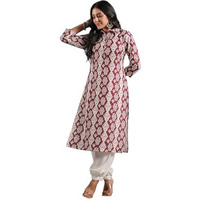 Anubhutee Ethnic Motif Printed Shirt Collar Straight Kurta Maroon