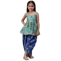 Pspeaches Girl's Cotton Blend Dhoti Set (Dh-Bluekota-6-7Y_Blue